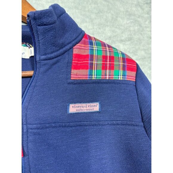 Vineyard Vines Womens S Navy Plaid Pullover Half Zip Sweatshirt Casual - Picture 3 of 6